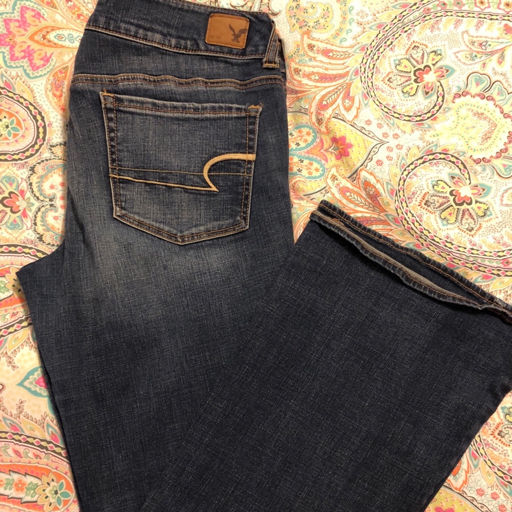 American Eagle Artist cut boot jeans.